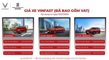 Bảng giá mới xe VinFast áp dụng từ ngày 15 tháng 7 năm 2020
